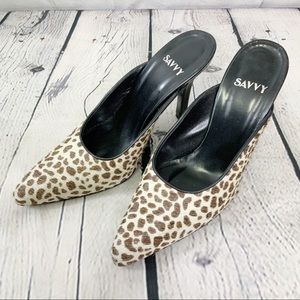 Animal Print Fur Heels by Savvy 7.5